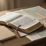 Open Bible and study materials for reading the Old Testament