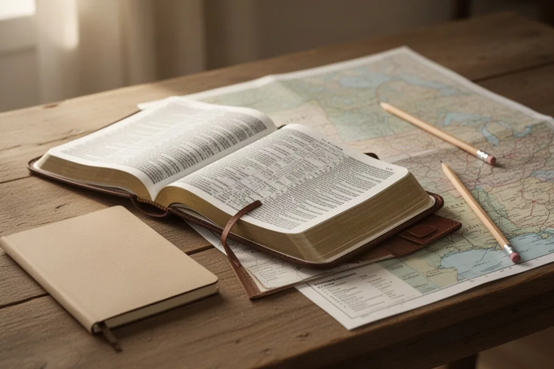 Open Bible and study materials for reading the Old Testament