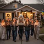 What are posadas? A guide to the Christmas tradition Families carrying candles during a Las Posadas neighborhood procession