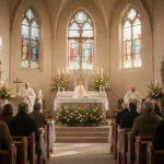 Church congregation attending an Ascension feast service