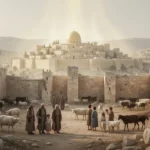 Ancient Jerusalem expanding beyond walls under a warm protective glow