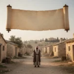 Zechariah 5 explained: The flying scroll and ephah Prophet watching a flying scroll over ancient Jerusalem