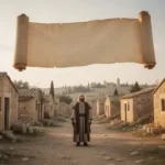 Zechariah 5 explained: The flying scroll and ephah Prophet watching a flying scroll over ancient Jerusalem